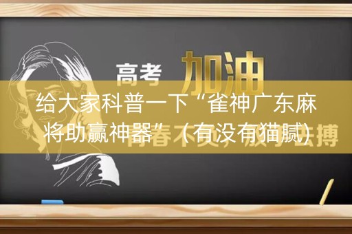 给大家科普一下“雀神广东麻将助赢神器”（有没有猫腻)