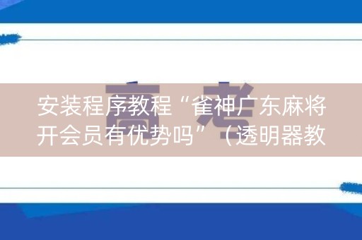 安装程序教程“雀神广东麻将开会员有优势吗”（透明器教程)
