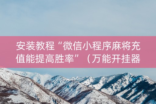 安装教程“微信小程序麻将充值能提高胜率”（万能开挂器)