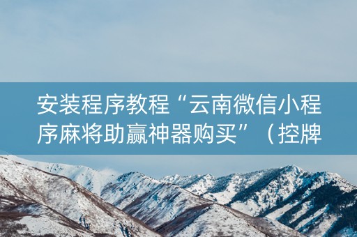 安装程序教程“云南微信小程序麻将助赢神器购买”（控牌器)