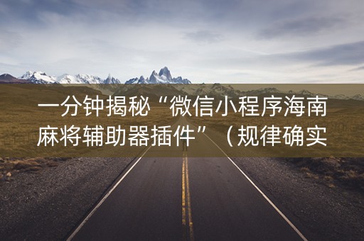 一分钟揭秘“微信小程序海南麻将辅助器插件”（规律确实有挂)