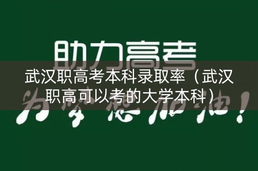 武汉职高考本科录取率（武汉职高可以考的大学本科）