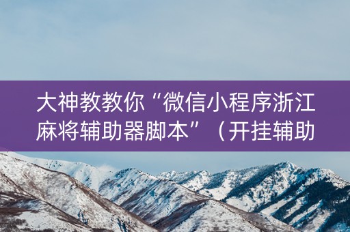 大神教教你“微信小程序浙江麻将辅助器脚本”（开挂辅助脚本)