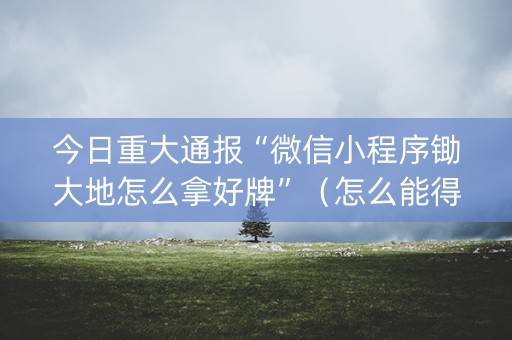 今日重大通报“微信小程序锄大地怎么拿好牌”（怎么能得到好牌)