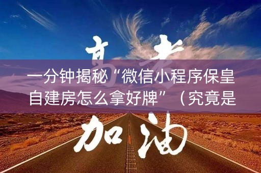 一分钟揭秘“微信小程序保皇自建房怎么拿好牌”（究竟是不是有挂)