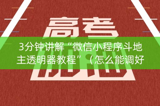 3分钟讲解“微信小程序斗地主透明器教程”（怎么能调好牌)