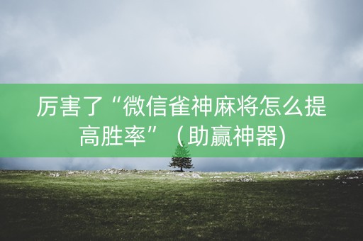 厉害了“微信雀神麻将怎么提高胜率”（助赢神器)