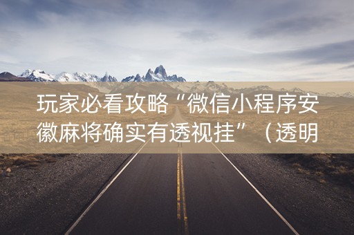 玩家必看攻略“微信小程序安徽麻将确实有透视挂”（透明器教程)