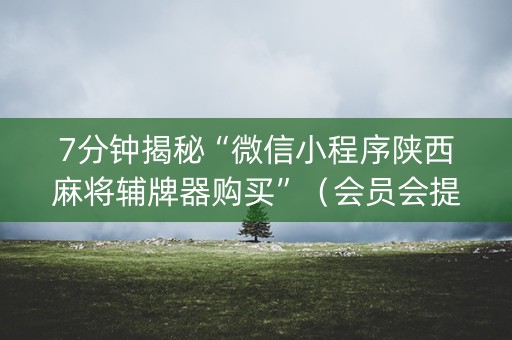 7分钟揭秘“微信小程序陕西麻将辅牌器购买”（会员会提高胜率吗)