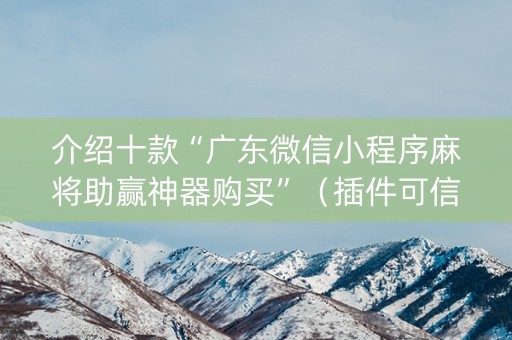 介绍十款“广东微信小程序麻将助赢神器购买”（插件可信吗)