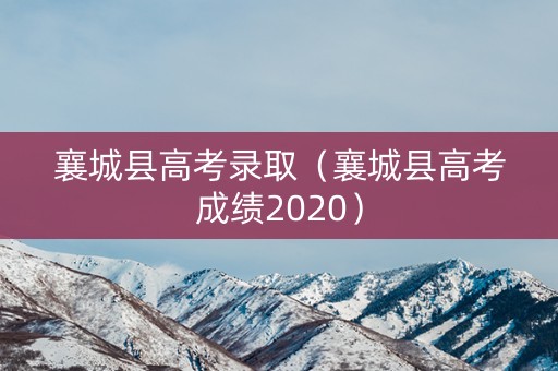 襄城县高考录取（襄城县高考成绩2020）