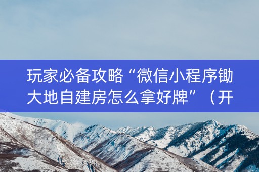 玩家必备攻略“微信小程序锄大地自建房怎么拿好牌”（开挂辅助脚本)