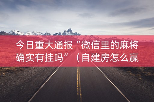 今日重大通报“微信里的麻将确实有挂吗”（自建房怎么赢)