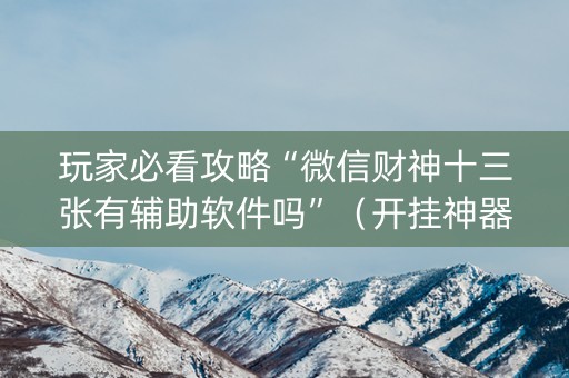 玩家必看攻略“微信财神十三张有辅助软件吗”（开挂神器下载)