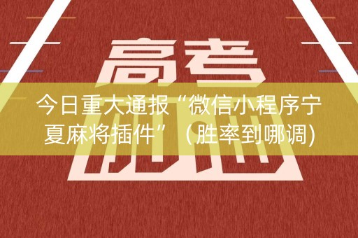 今日重大通报“微信小程序宁夏麻将插件”（胜率到哪调)