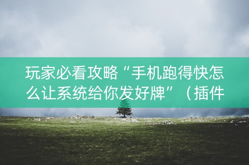 玩家必看攻略“手机跑得快怎么让系统给你发好牌”（插件可信吗)