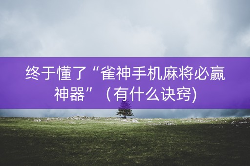 终于懂了“雀神手机麻将必赢神器”（有什么诀窍)
