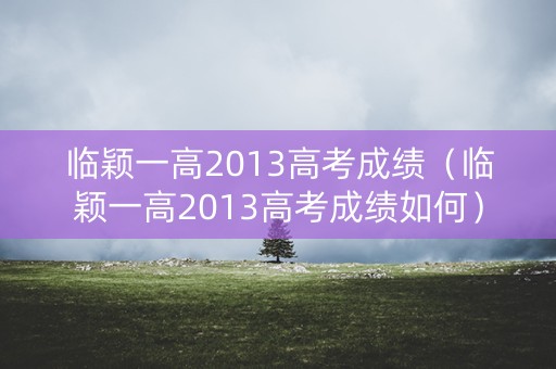 临颖一高2013高考成绩（临颖一高2013高考成绩如何）