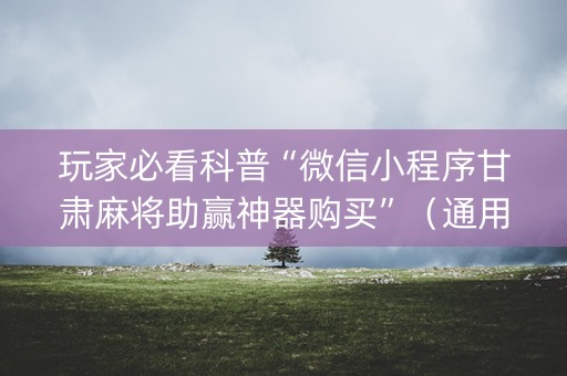 玩家必看科普“微信小程序甘肃麻将助赢神器购买”（通用挂软件多少钱)
