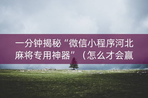 一分钟揭秘“微信小程序河北麻将专用神器”（怎么才会赢)