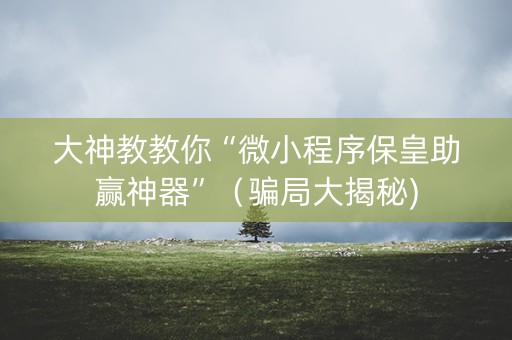 大神教教你“微小程序保皇助赢神器”（骗局大揭秘)