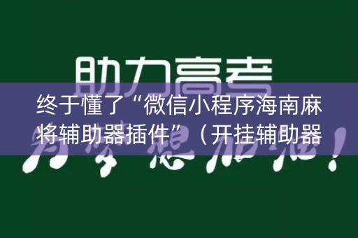 终于懂了“微信小程序海南麻将辅助器插件”（开挂辅助器脚本)