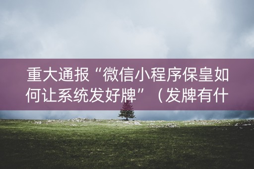 重大通报“微信小程序保皇如何让系统发好牌”（发牌有什么规律吗)