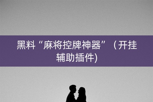 黑料“麻将控牌神器”（开挂辅助插件)