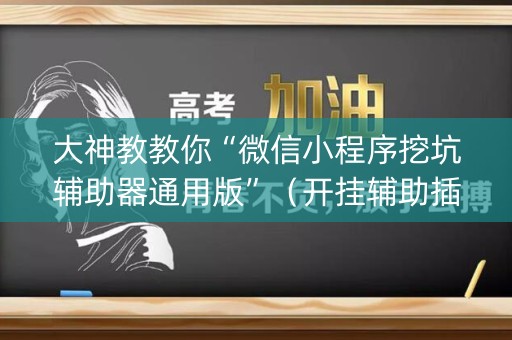 大神教教你“微信小程序挖坑辅助器通用版”（开挂辅助插件)