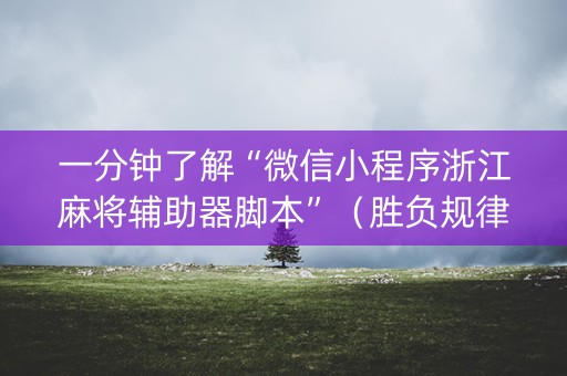 一分钟了解“微信小程序浙江麻将辅助器脚本”（胜负规律拿好牌)