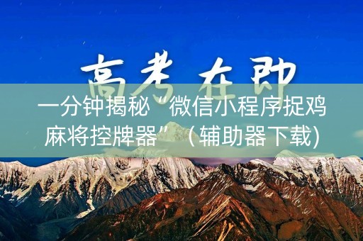 一分钟揭秘“微信小程序捉鸡麻将控牌器”（辅助器下载)