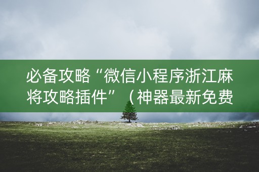 必备攻略“微信小程序浙江麻将攻略插件”（神器最新免费)