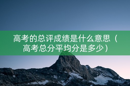 高考的总评成绩是什么意思（高考总分平均分是多少）