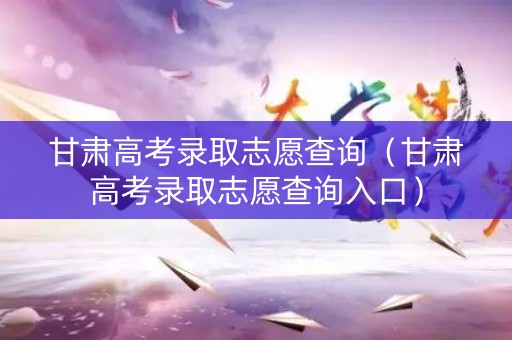 甘肃高考录取志愿查询（甘肃高考录取志愿查询入口）