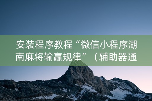 安装程序教程“微信小程序湖南麻将输赢规律”（辅助器通用版)
