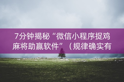 7分钟揭秘“微信小程序捉鸡麻将助赢软件”（规律确实有挂)