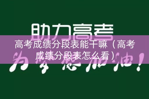 高考成绩分段表能干嘛（高考成绩分段表怎么看）