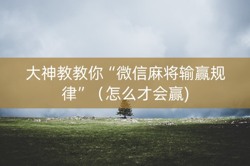 大神教教你“微信麻将输赢规律”（怎么才会赢)