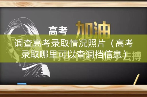调查高考录取情况照片（高考录取哪里可以查调档信息）