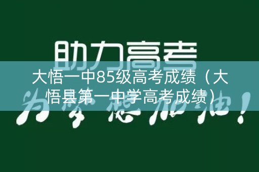 大悟一中85级高考成绩（大悟县第一中学高考成绩）
