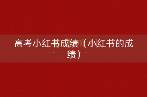 高考小红书成绩（小红书的成绩）