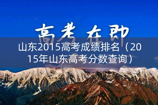 山东2015高考成绩排名（2015年山东高考分数查询）