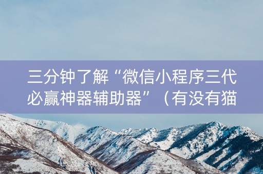 三分钟了解“微信小程序三代必赢神器辅助器”（有没有猫腻)