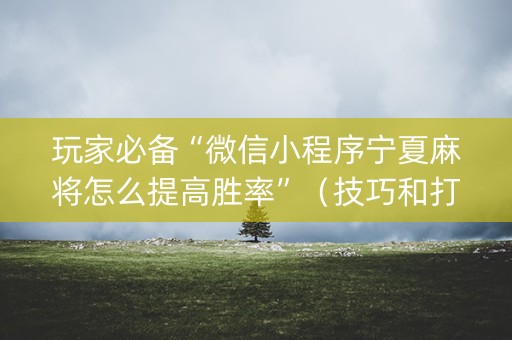 玩家必备“微信小程序宁夏麻将怎么提高胜率”（技巧和打好牌方法)
