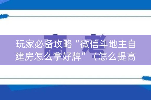 玩家必备攻略“微信斗地主自建房怎么拿好牌”（怎么提高胜率)