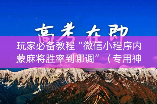 玩家必备教程“微信小程序内蒙麻将胜率到哪调”（专用神器)