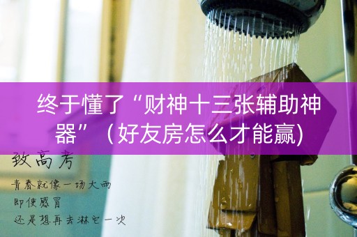 终于懂了“财神十三张辅助神器”（好友房怎么才能赢)