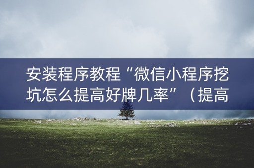 安装程序教程“微信小程序挖坑怎么提高好牌几率”（提高胜率软件)