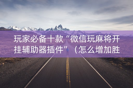 玩家必备十款“微信玩麻将开挂辅助器插件”（怎么增加胜率)