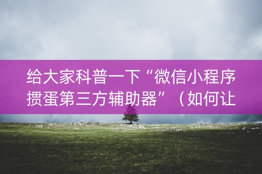 给大家科普一下“微信小程序掼蛋第三方辅助器”（如何让系统发好牌)